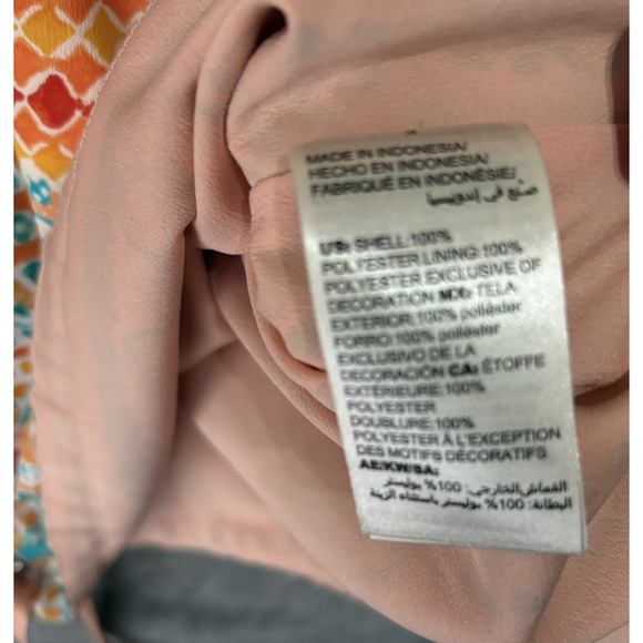 Chicos Jacket Blouse Women Sz 3 US L Peach Medallion Full Zip Lined Fringe Flare - Picture 5 of 8